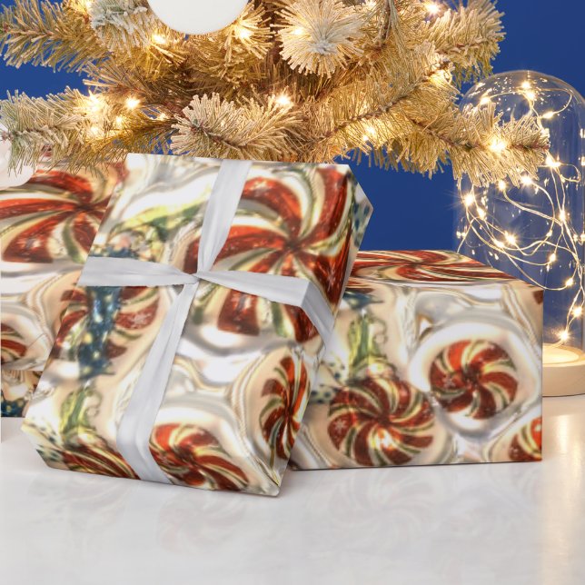 Faux Metallic Candy Pattern Glossy wrapping paper (Holidays)
