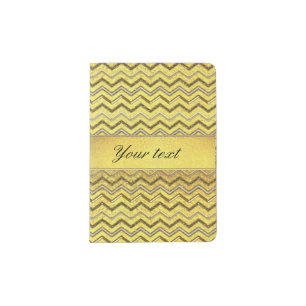 Faux Metallic Glitter Chevrons Gold Foil Passport Holder