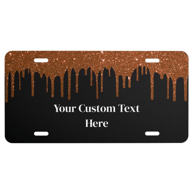 Faux Metallic Glitter Drips License Plate (Front)