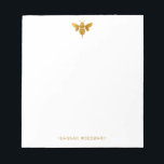 Faux Metallic Gold Bee Personalized  Notepad<br><div class="desc">An elegant personalized metallic gold bee note pad.</div>