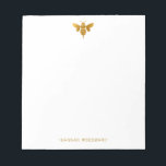 Faux Metallic Gold Bee Personalized  Notepad<br><div class="desc">An elegant personalized metallic gold bee note pad.</div>
