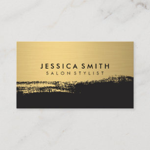 Faux Metallic Gold Brushed Black Business Card