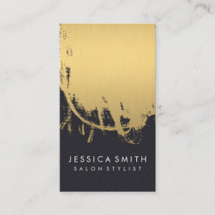 Faux Metallic Gold Brushed Leather Print Business Card