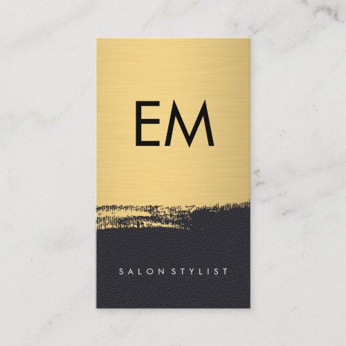 Faux Metallic Gold Brushed Leather Print Business Card