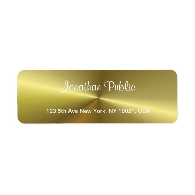 Faux Metallic Gold Creative Script Modern Template Label (Front)