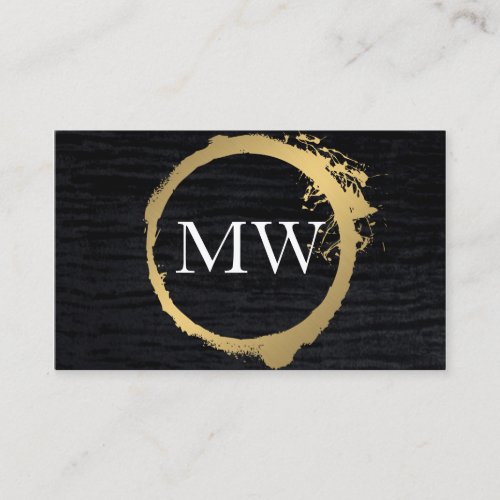 Faux Metallic Gold Velvet Black with Monogram Business Card