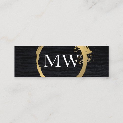 Faux Metallic Gold Velvet Black with Monogram Mini Business Card