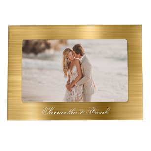 Faux Metallic Gold Wedding Magnetic Frame