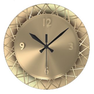 Faux Metallic Gold Wire Spokes Round Wall Clock