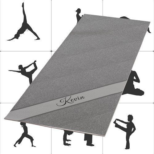 Faux Metallic Gray Textured Diagonal Art Add Name Yoga Mat