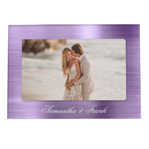 Faux Metallic Light Purple Wedding Magnetic Frame