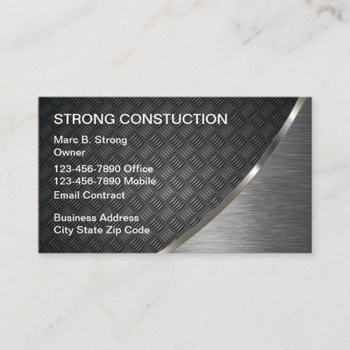 Faux Metallic Look Construction Business Cards