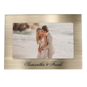Faux Metallic Pale Gold Wedding Magnetic Frame
