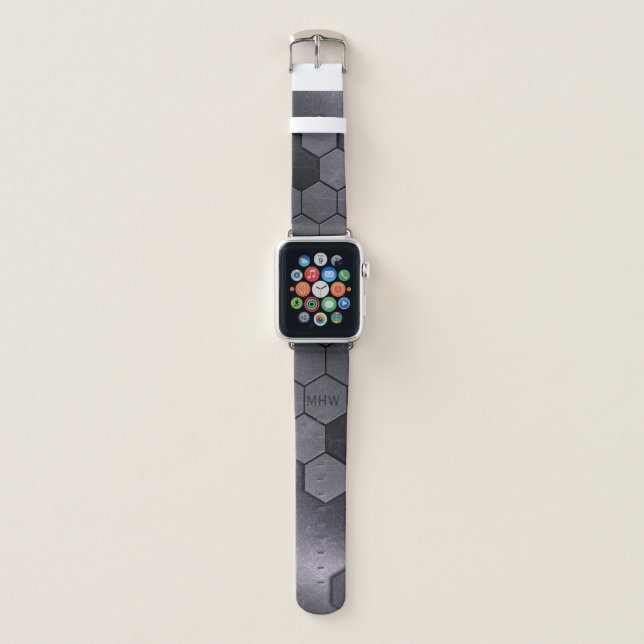 Faux Metallic Pattern custom monogram watch bands (Front)