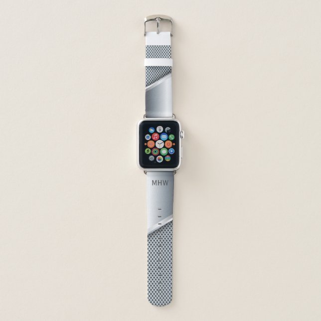 Faux Metallic Pattern custom monogram watch bands (Front)