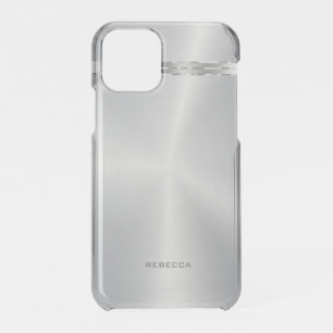 Faux metallic polished silver texture iPhone 11 pro case