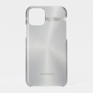 Faux metallic polished silver texture iPhone 11 pro case