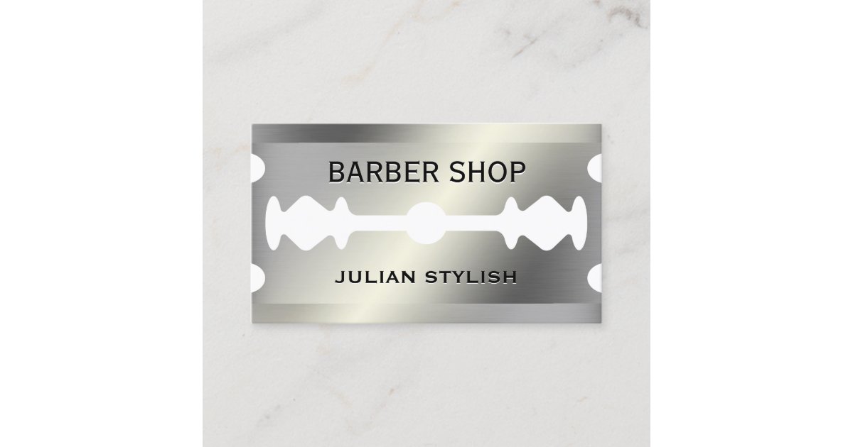 Faux metallic razor blade looking business card | Zazzle
