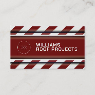 Faux metallic red white business card