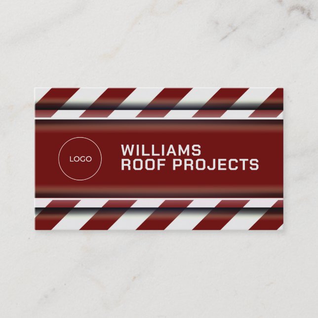 Faux metallic red white  business card (Front)