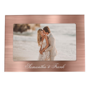 Faux Metallic Rose Gold Wedding Magnetic Frame