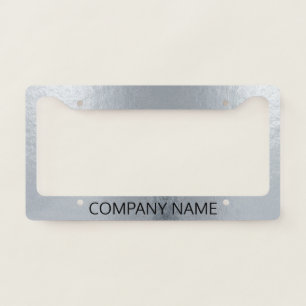 Faux Metallic Silver Foil - Company Name in Black License Plate Frame