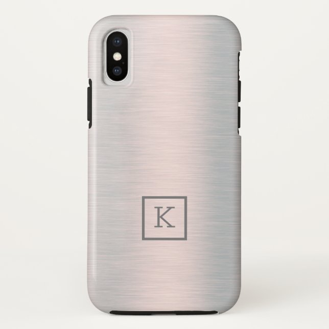 Faux metallic silver-gray brushed aluminum look Case-Mate iPhone case (Back)