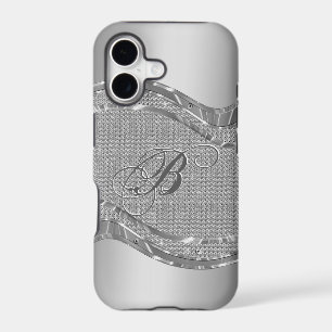 Faux Metallic Silver Look With Diamonds Pattern iPhone 17 Case