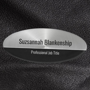 Faux Metallic Steel Flare Professional Custom Name Tag