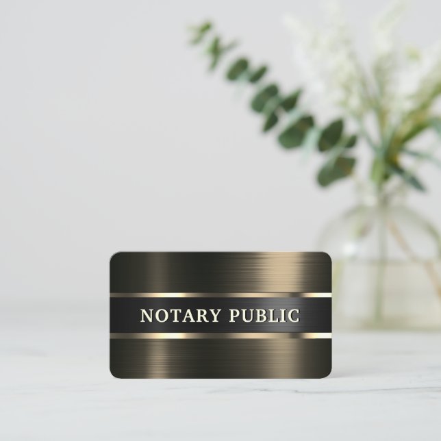 Faux metallic surface texture gold and metal busin business card (Standing Front)
