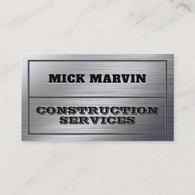 Faux metallic texture stainless steel  business card (Front)