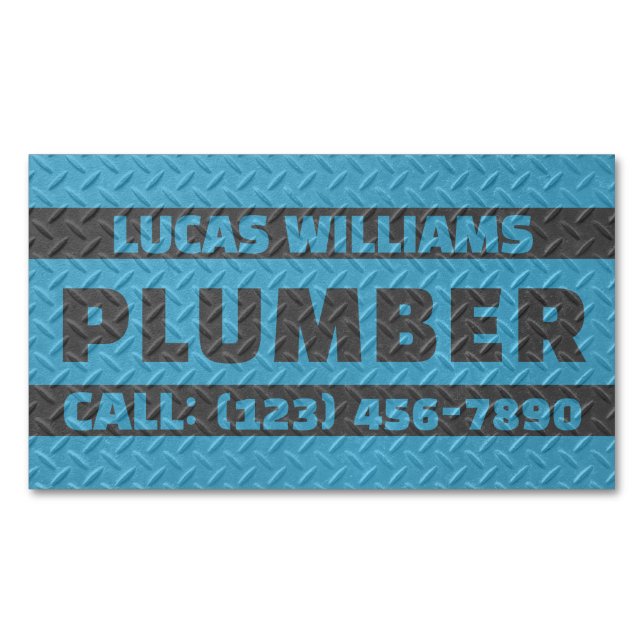 Faux metallic texture surface handyman  business card magnet (Front)