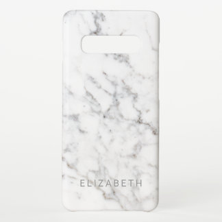 Faux Minimal Marble Texture Look & Your Own Name Samsung Galaxy S10+ Case