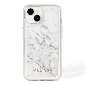 Faux Minimalist Marble Texture & Your Custom Text Speck iPhone 14 Case