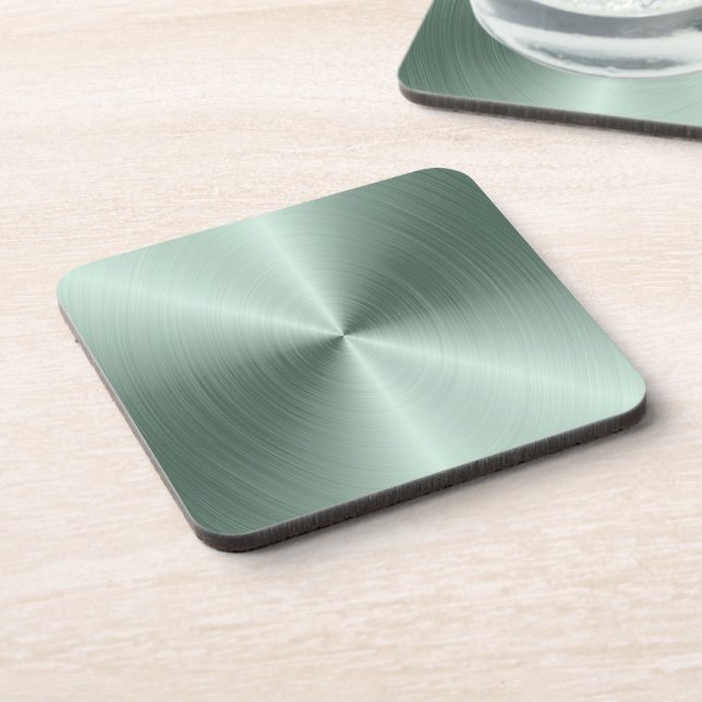 Faux Mint Green Metallic Look Beverage Coaster (Left Side)
