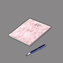 Faux Monogram Pink Marble: 5.5" x 8.5" Matte