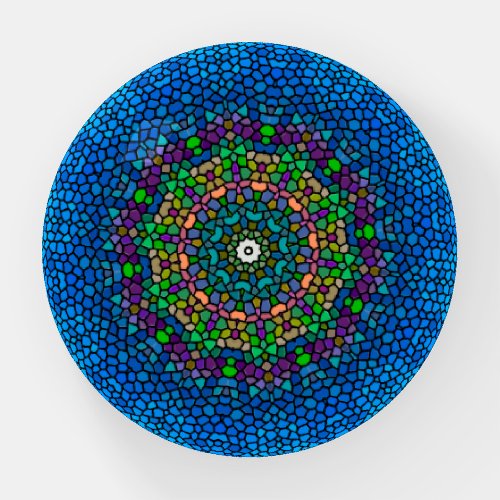 Faux Mosaic Colorful Round Paper Weight