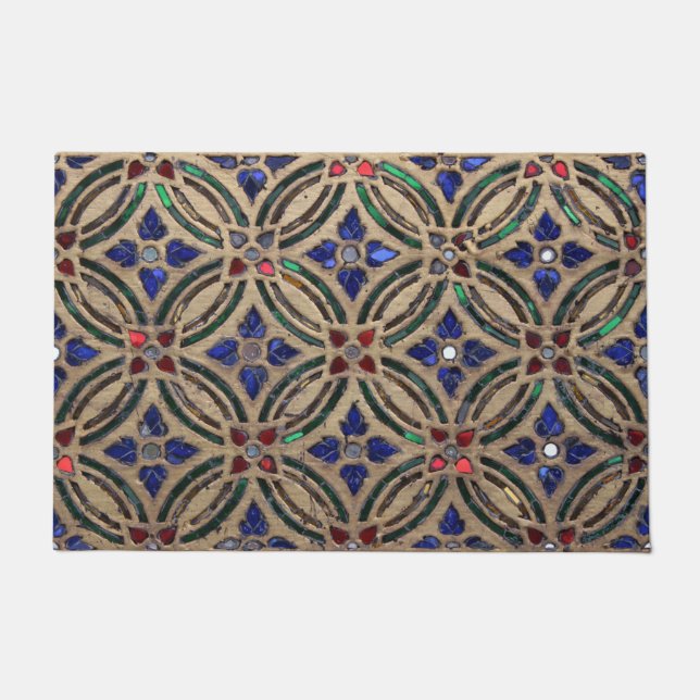 Faux mosaic tile pattern stone glass photo Morocco Doormat (Front)