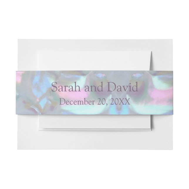 Faux Mother of Pearl invitation Belly Bands Invitation Belly Band (Front Example)