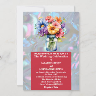 Faux Mother of Pearl Iridescent Wedding Invitation