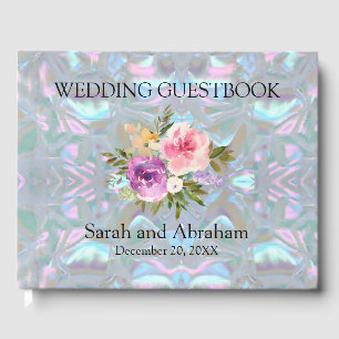 Faux Mother of Pearl Wedding Guestbook