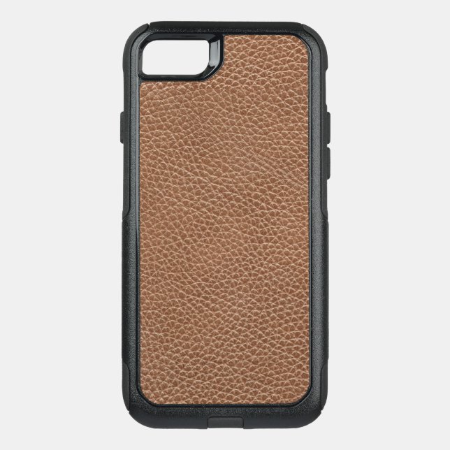 Faux Natural Brown Leather Otterbox iPhone Case (Back)