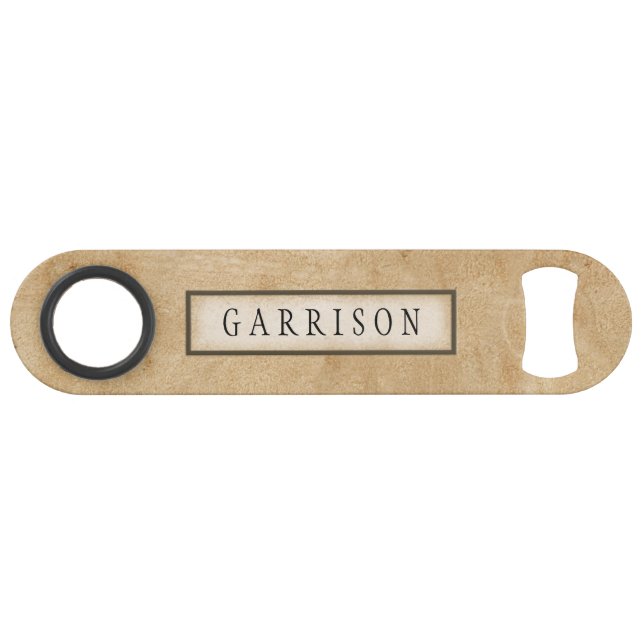 Faux Natural Leather Personalized Bar Key (Front (Horizontal))