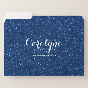 Faux Navy Blue Glitter Personalized File Folders
