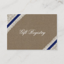 FAUX navy blue lace and burlap Gift registry Enclosure Card