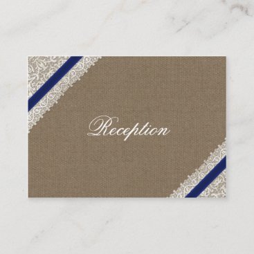 FAUX navy blue lace  wedding Reception Cards