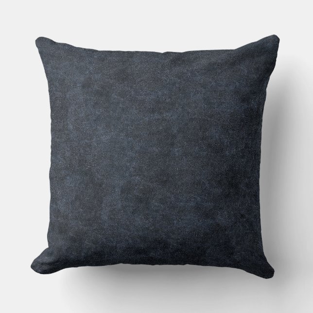 Faux Navy Blue Leather Throw Pillow (Front)