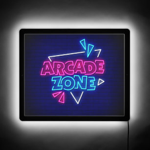 Faux Neon Arcade Zone Game Shop Wall Window LED Sign