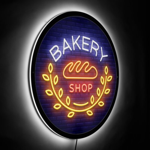 Faux Neon Bakery Shop Bread Grain Window LED Sign