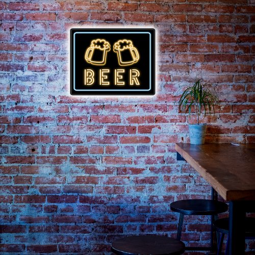 Faux Neon Beer Bar LED Sign